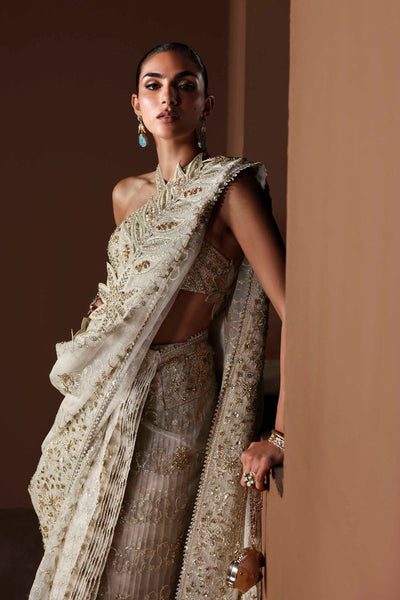 Akbar Aslam | Luxury Formals | Luna-Brand:Akbar Aslam-Type:Ladies Clothes-Ivory-Organza-House of Maryam- Buy in UK, USA