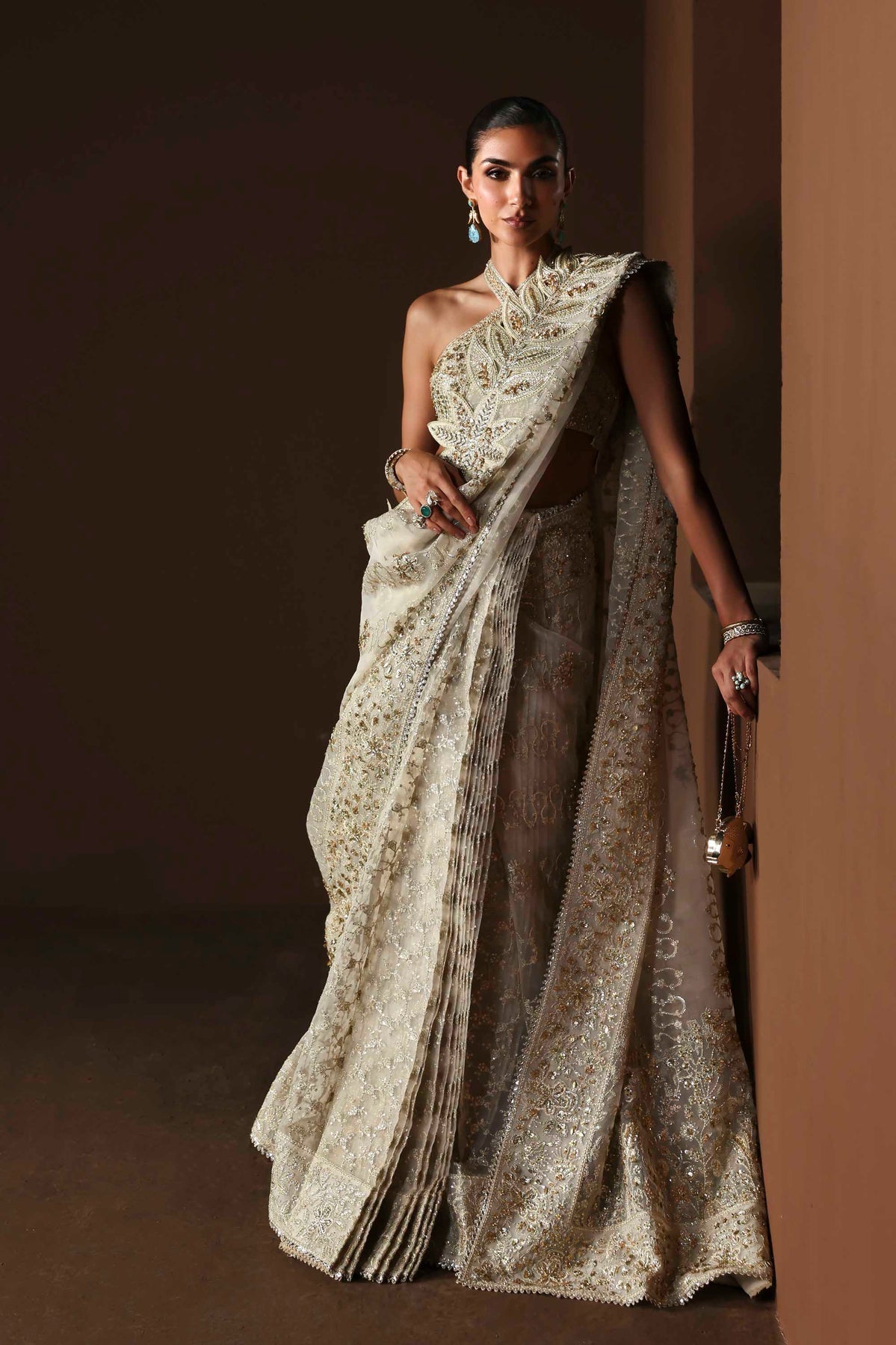 Akbar Aslam | Luxury Formals | Luna-Brand:Akbar Aslam-Type:Ladies Clothes-Ivory-Organza-House of Maryam- Buy in UK, USA