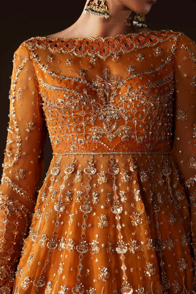 Akbar Aslam | Luxury Formals | Muselet-Brand:Akbar Aslam-Type:Ladies Clothes-Orange-Organza-House of Maryam- Buy in UK, USA