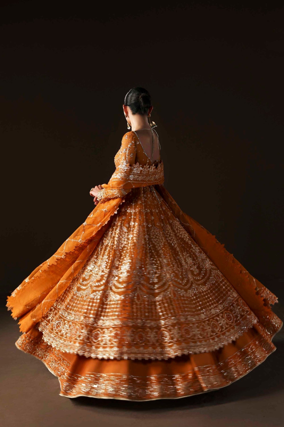 Akbar Aslam | Luxury Formals | Muselet-Brand:Akbar Aslam-Type:Ladies Clothes-Orange-Organza-House of Maryam- Buy in UK, USA