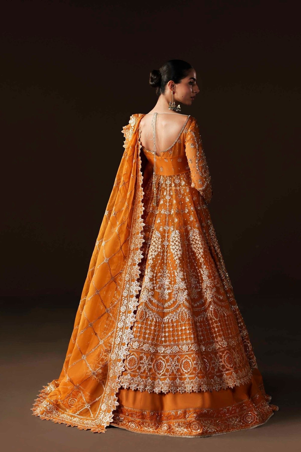 Akbar Aslam | Luxury Formals | Muselet-Brand:Akbar Aslam-Type:Ladies Clothes-Orange-Organza-House of Maryam- Buy in UK, USA