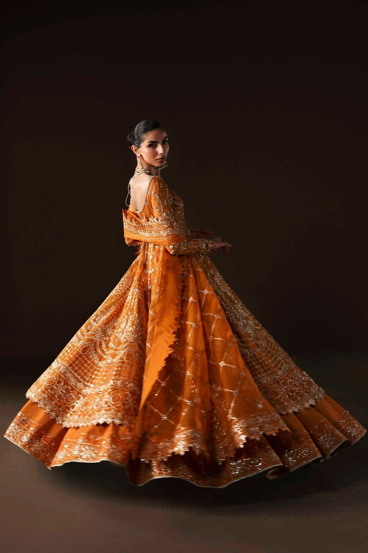 Akbar Aslam | Luxury Formals | Muselet-Brand:Akbar Aslam-Type:Ladies Clothes-Orange-Organza-House of Maryam- Buy in UK, USA