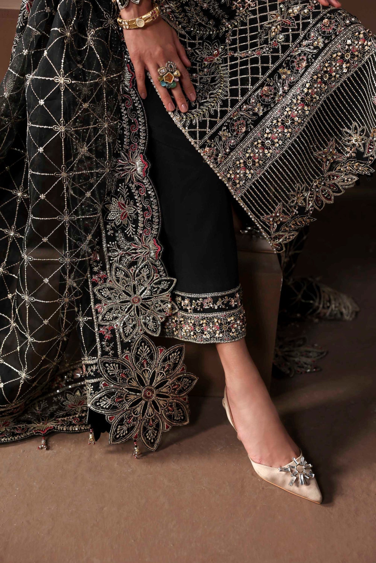 Akbar Aslam | Luxury Formals |Noir-Brand:Akbar Aslam-Type:Ladies Clothes-Black-Organza-House of Maryam- Buy in UK, USA