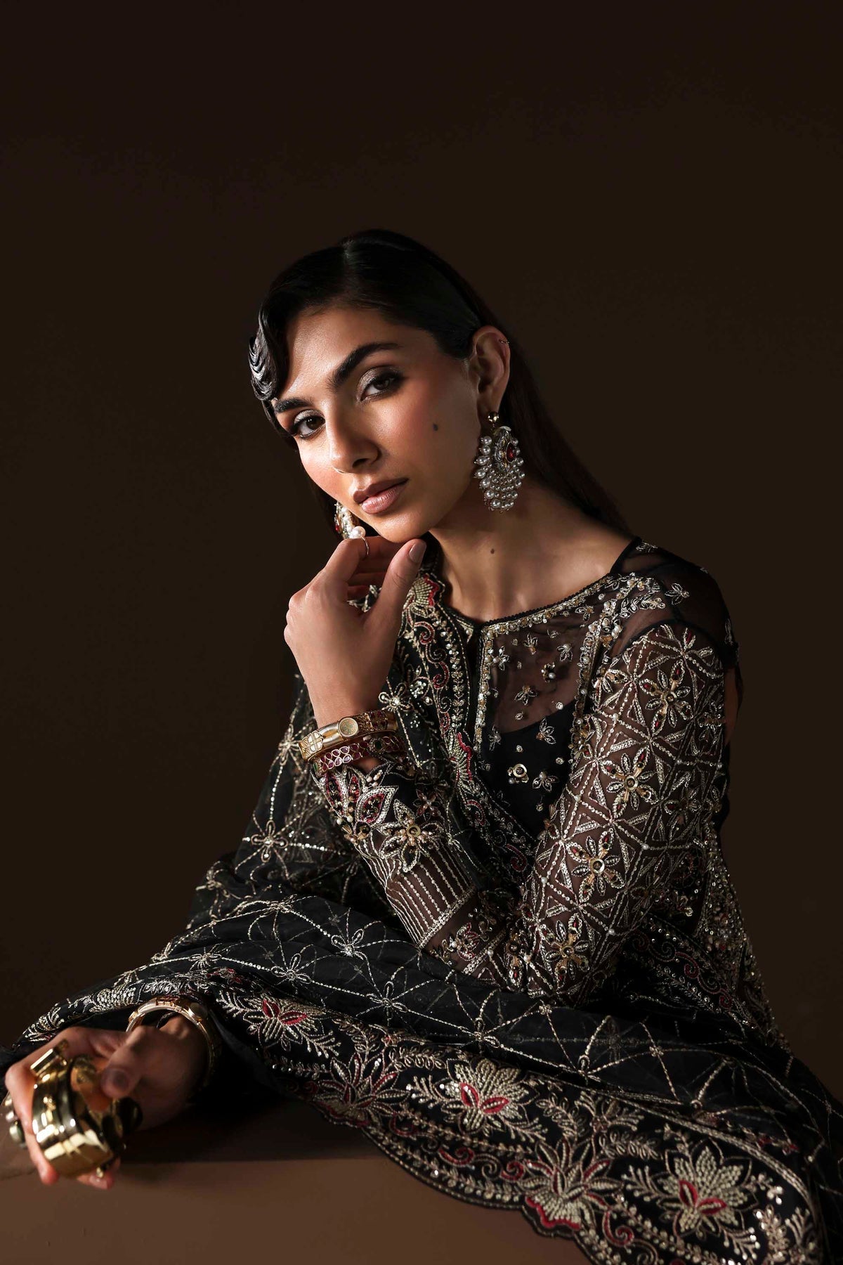 Akbar Aslam | Luxury Formals |Noir-Brand:Akbar Aslam-Type:Ladies Clothes-Black-Organza-House of Maryam- Buy in UK, USA