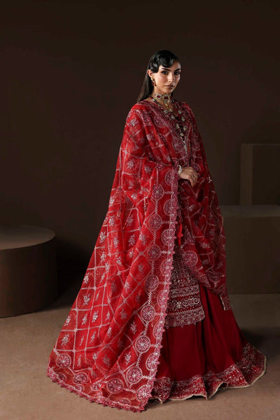 Akbar Aslam | Luxury Formals | Oracle-Brand:Adans Libas-Type:Ladies Clothes-Deep Red-Organza-House of Maryam- Buy in UK, USA