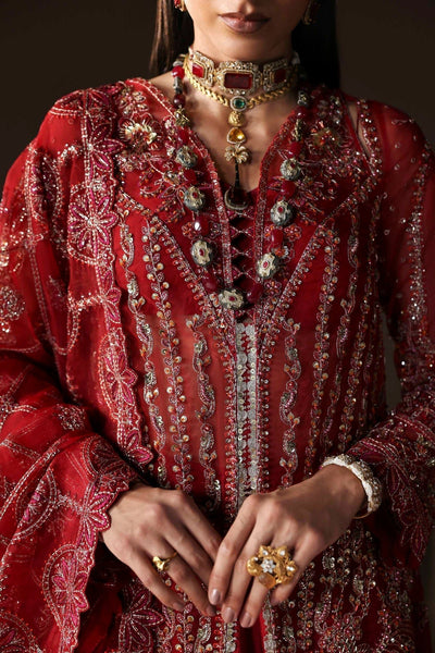 Akbar Aslam | Luxury Formals | Oracle-Brand:Adans Libas-Type:Ladies Clothes-Deep Red-Organza-House of Maryam- Buy in UK, USA