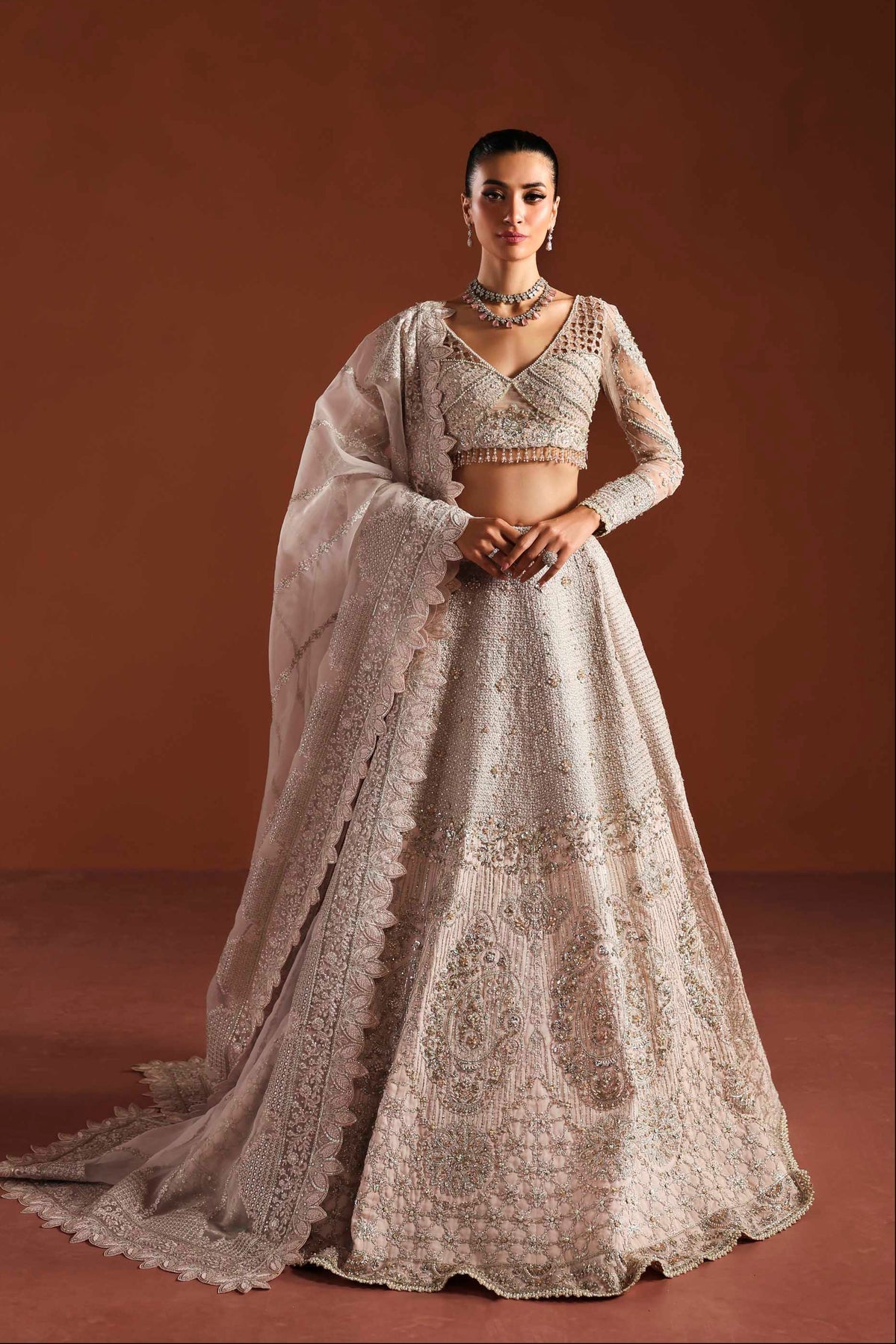Akbar Aslam | Luxury Formals | Willow-Brand:Akbar Aslam-Type:Ladies Clothes-Lavender Pinocchio-Organza-House of Maryam- Buy in UK, USA