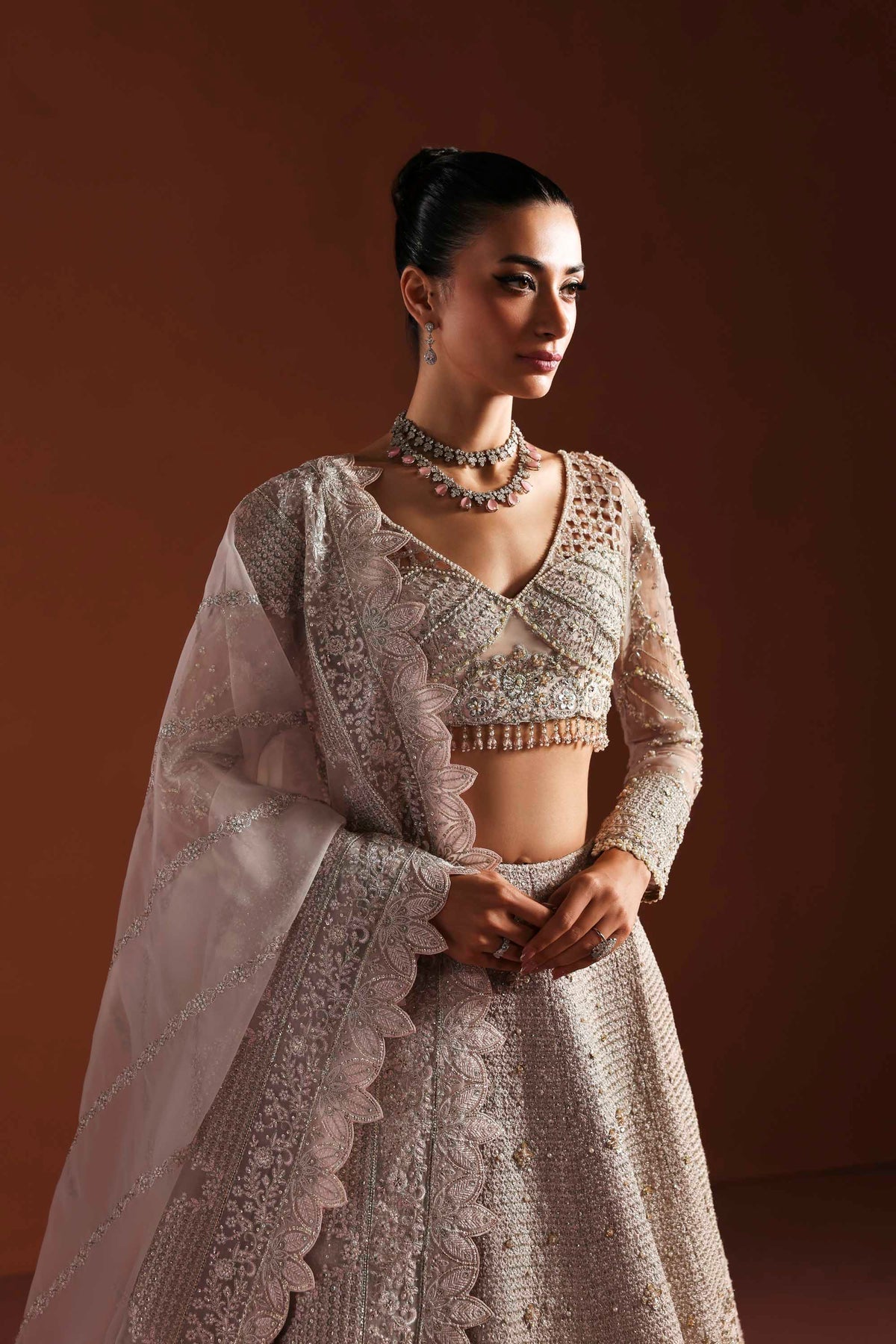 Akbar Aslam | Luxury Formals | Willow-Brand:Akbar Aslam-Type:Ladies Clothes-Lavender Pinocchio-Organza-House of Maryam- Buy in UK, USA