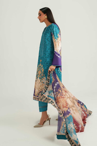 Akbar Aslam | Silk Pret | Azure-Brand:Akbar Aslam-Type:Ladies Clothes-Mystic Teal-Pure Silk-House of Maryam- Buy in UK, USA