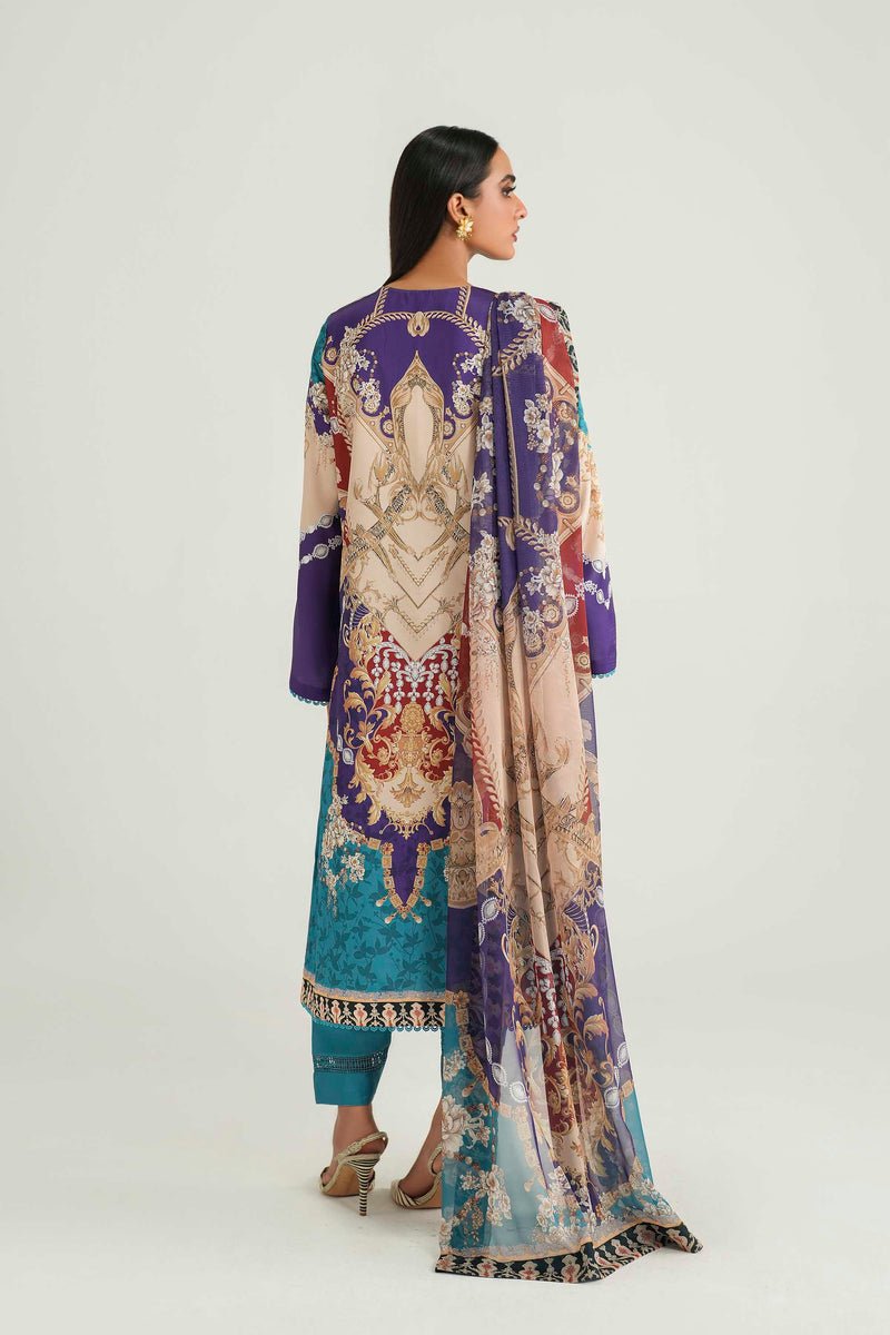Akbar Aslam | Silk Pret | Azure-Brand:Akbar Aslam-Type:Ladies Clothes-Mystic Teal-Pure Silk-House of Maryam- Buy in UK, USA