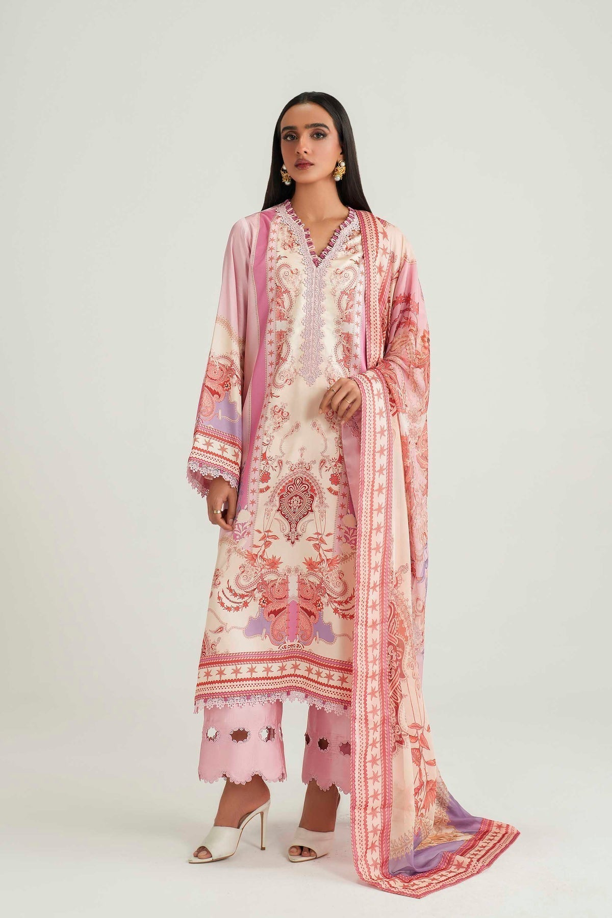 Akbar Aslam | Silk Pret | Blush-Brand:Akbar Aslam-Type:Ladies Clothes-Blush Pink-Pure Silk-House of Maryam- Buy in UK, USA