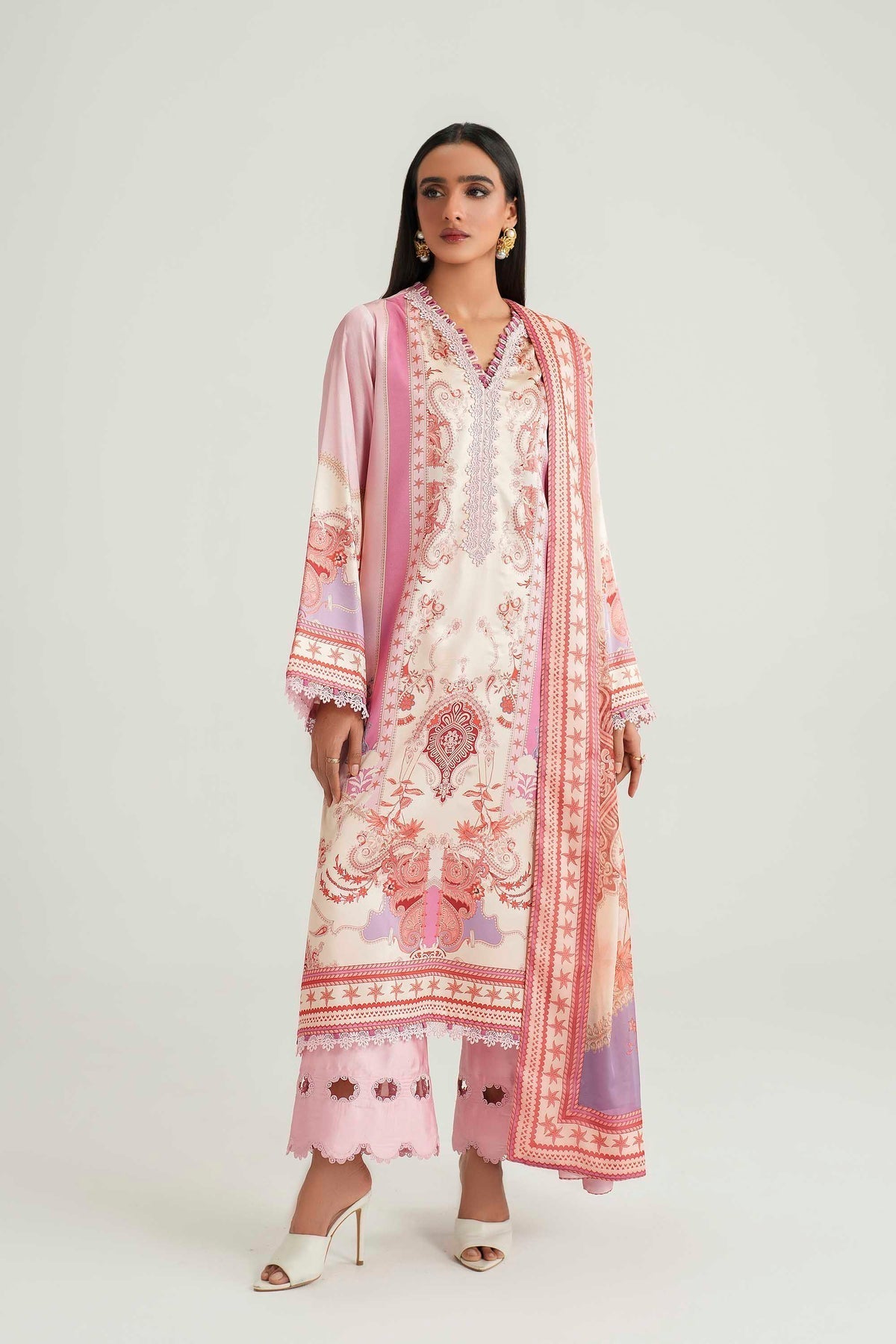 Akbar Aslam | Silk Pret | Blush-Brand:Akbar Aslam-Type:Ladies Clothes-Blush Pink-Pure Silk-House of Maryam- Buy in UK, USA