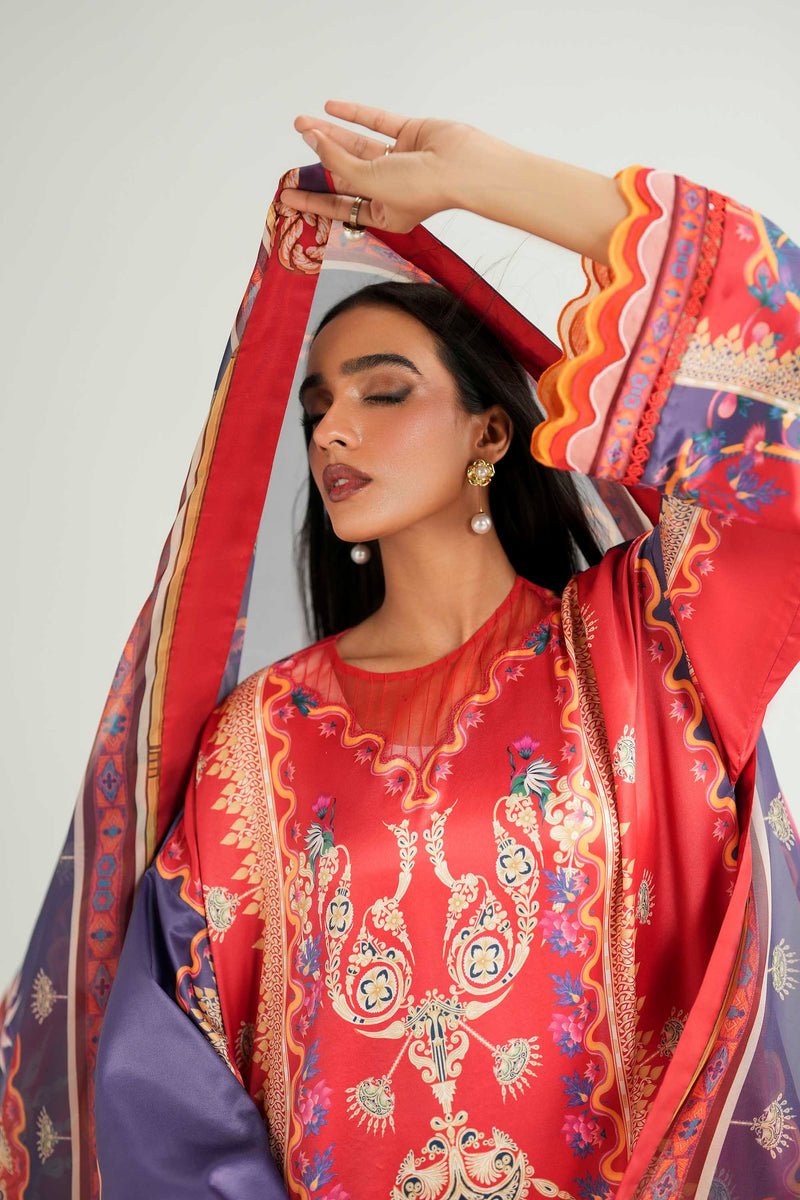 Akbar Aslam | Silk Pret | Coral-Brand:Akbar Aslam-Type:Ladies Clothes-Coral Pink-Pure Silk-House of Maryam- Buy in UK, USA