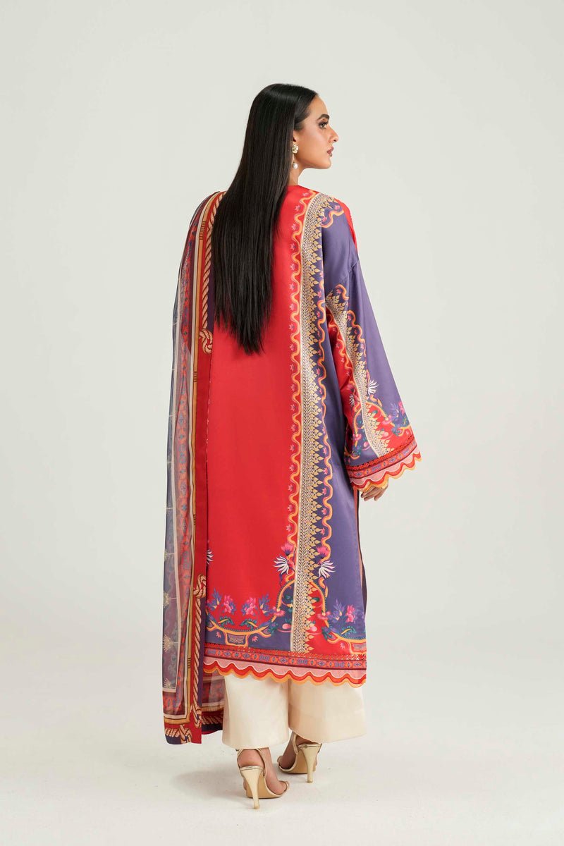 Akbar Aslam | Silk Pret | Coral-Brand:Akbar Aslam-Type:Ladies Clothes-Coral Pink-Pure Silk-House of Maryam- Buy in UK, USA