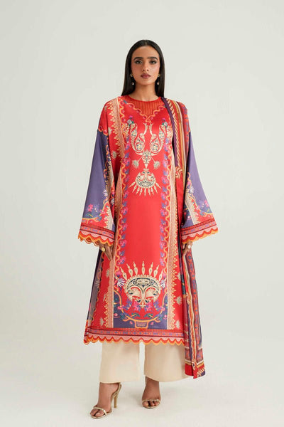 Akbar Aslam | Silk Pret | Coral-Brand:Akbar Aslam-Type:Ladies Clothes-Coral Pink-Pure Silk-House of Maryam- Buy in UK, USA