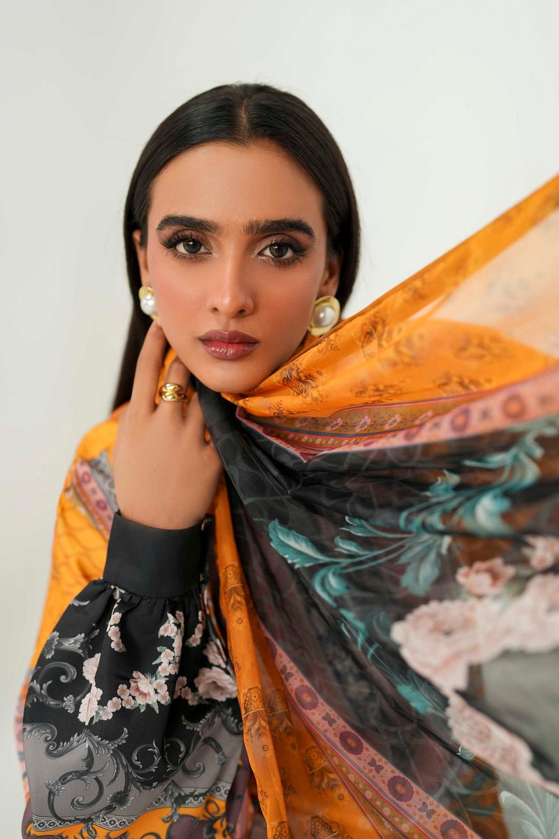 Akbar Aslam | Silk Pret | Naira-Brand:Akbar Aslam-Type:Ladies Clothes-Mustard Yellow-Pure Silk-House of Maryam- Buy in UK, USA