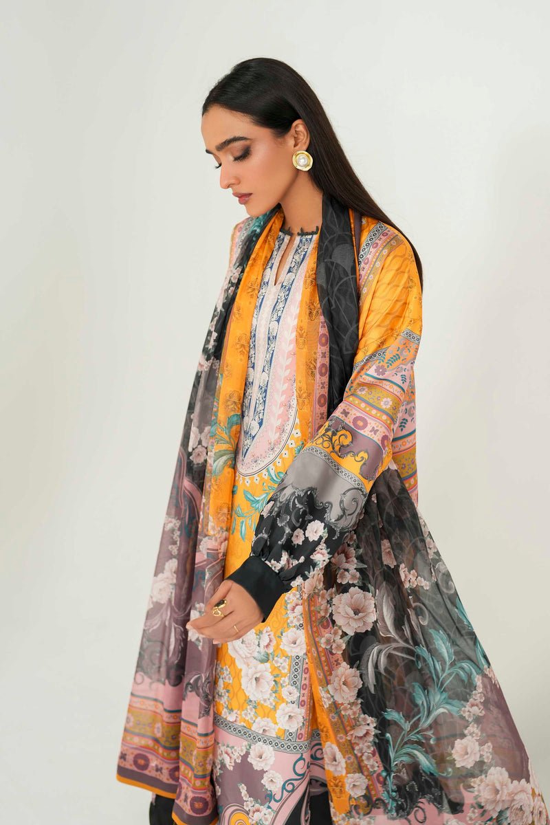 Akbar Aslam | Silk Pret | Naira-Brand:Akbar Aslam-Type:Ladies Clothes-Mustard Yellow-Pure Silk-House of Maryam- Buy in UK, USA