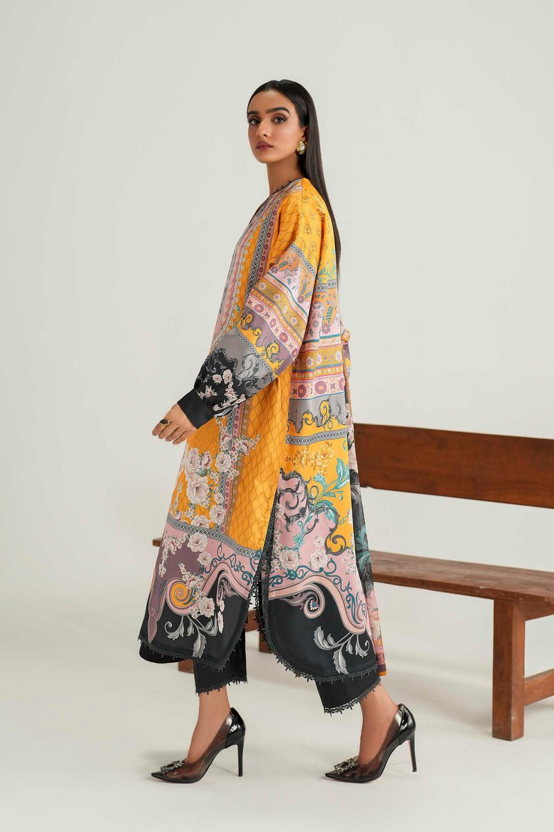 Akbar Aslam | Silk Pret | Naira-Brand:Akbar Aslam-Type:Ladies Clothes-Mustard Yellow-Pure Silk-House of Maryam- Buy in UK, USA