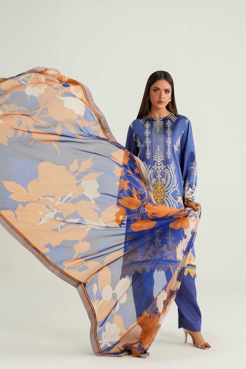 Akbar Aslam | Silk Pret | Opal-Brand:Akbar Aslam-Type:Ladies Clothes-Blue-Pure Silk-House of Maryam- Buy in UK, USA