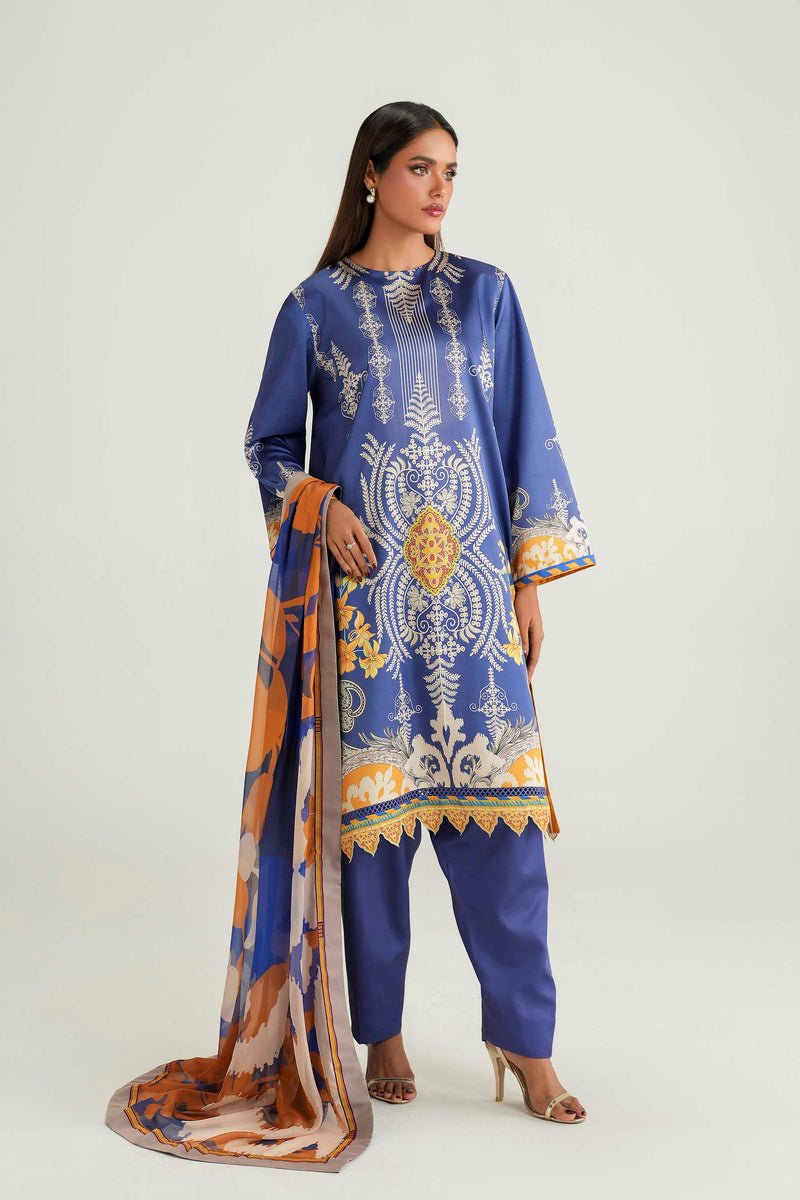 Akbar Aslam | Silk Pret | Opal-Brand:Akbar Aslam-Type:Ladies Clothes-Blue-Pure Silk-House of Maryam- Buy in UK, USA