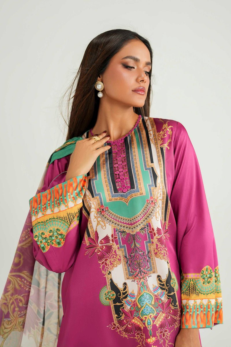 Akbar Aslam | Silk Pret | Solace-Brand:Akbar Aslam-Type:Ladies Clothes-Wine-Pure Silk-House of Maryam- Buy in UK, USA