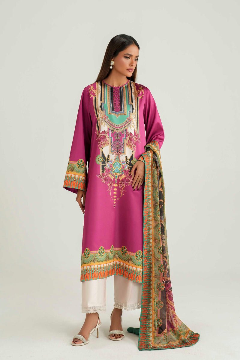 Akbar Aslam | Silk Pret | Solace-Brand:Akbar Aslam-Type:Ladies Clothes-Wine-Pure Silk-House of Maryam- Buy in UK, USA