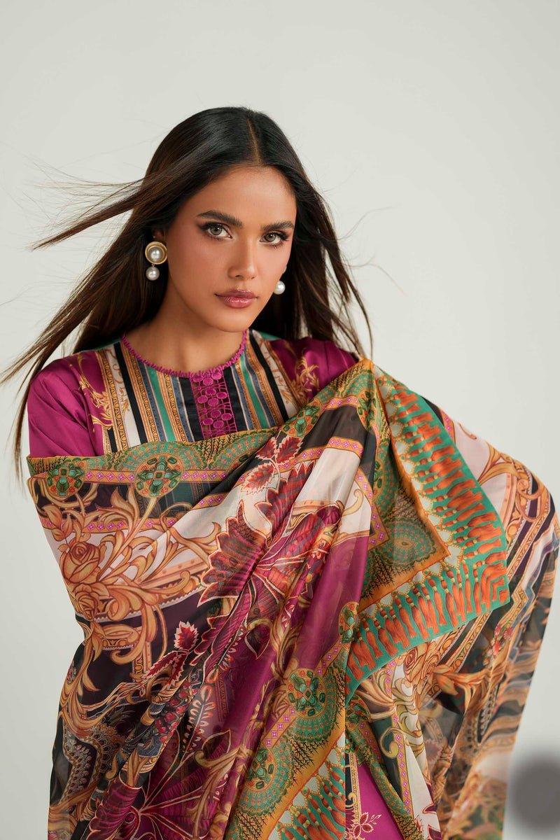 Akbar Aslam | Silk Pret | Solace-Brand:Akbar Aslam-Type:Ladies Clothes-Wine-Pure Silk-House of Maryam- Buy in UK, USA