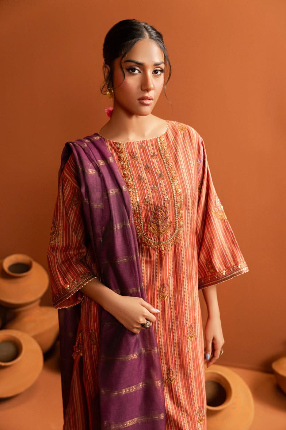 Al Karam | Susi Collection | SC-01-25-Brand:Alkaram-Type:Ladies Clothes-Burnt Orange-Susi-House of Maryam- Buy in UK, USA