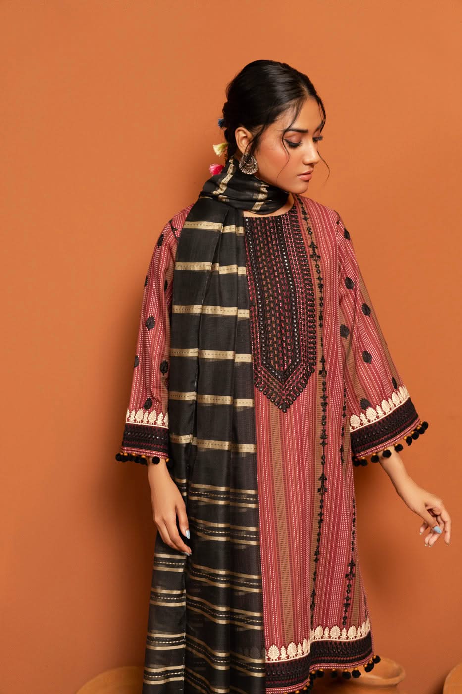Al Karam | Susi Collection | SC-03-25-Brand:Alkaram-Type:Ladies Clothes-Maroon-Susi-House of Maryam- Buy in UK, USA