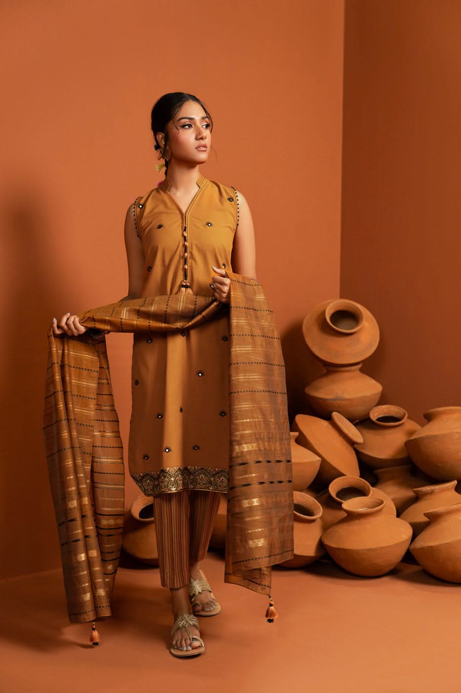 Al Karam | Susi Collection | SC-04-25-Brand:Alkaram-Type:Ladies Clothes-Brown-Cambric-House of Maryam- Buy in UK, USA