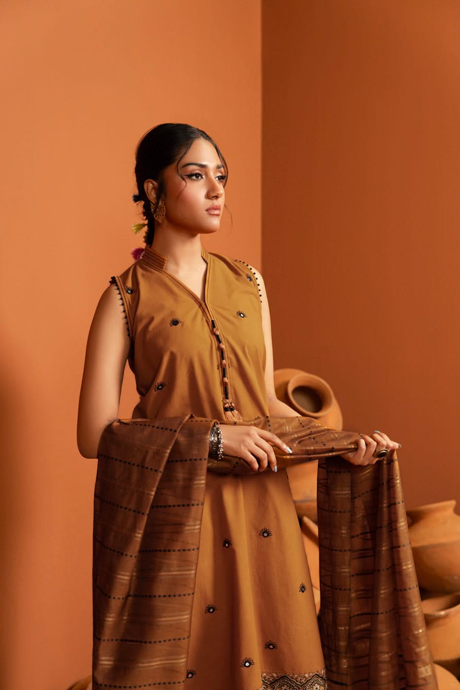 Al Karam | Susi Collection | SC-04-25-Brand:Alkaram-Type:Ladies Clothes-Brown-Cambric-House of Maryam- Buy in UK, USA