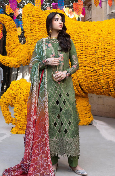 Al Zohaib | Bandhani The Tales of Jaipur 26 | BTJ-26-01-Brand:Al Zohaib-Type:Ladies Clothes-Olive Green-Organza-House of Maryam- Buy in UK, USA