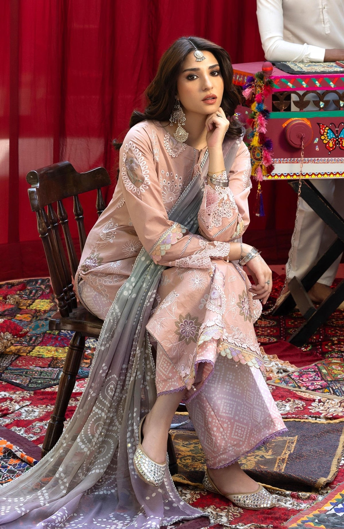 Al Zohaib | Bandhani The Tales of Jaipur 26 | BTJ-26-02-Brand:Al Zohaib-Type:Ladies Clothes-Peach Pink-Chikankari-House of Maryam- Buy in UK, USA
