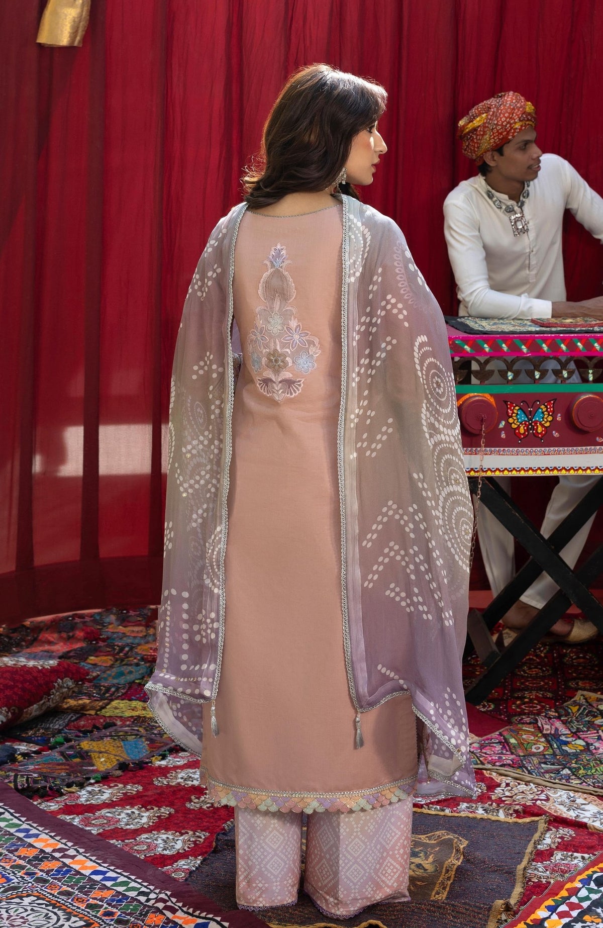 Al Zohaib | Bandhani The Tales of Jaipur 26 | BTJ-26-02-Brand:Al Zohaib-Type:Ladies Clothes-Peach Pink-Chikankari-House of Maryam- Buy in UK, USA