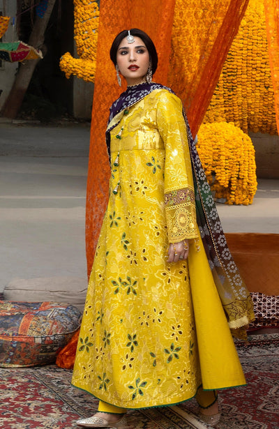 Al Zohaib | Bandhani The Tales of Jaipur 26 | BTJ-26-04-Brand:Al Zohaib-Type:Ladies Clothes-Lime Yellow-Chikankari-House of Maryam- Buy in UK, USA
