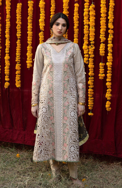 Al Zohaib | Bandhani The Tales of Jaipur 26 | BTJ-26-07-Brand:Al Zohaib-Type:Ladies Clothes-Beige-Chikankari-House of Maryam- Buy in UK, USA