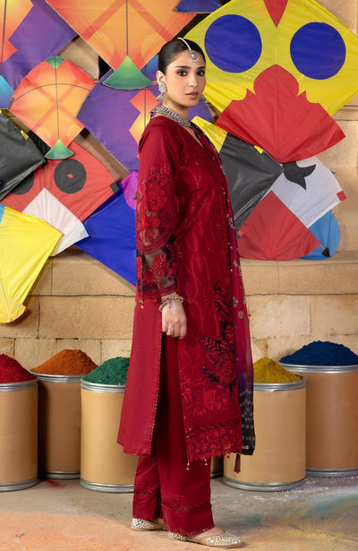 Al Zohaib | Bandhani The Tales of Jaipur 26 | BTJ-26-09-Brand:Al Zohaib-Type:Ladies Clothes-Maroon-Chikankari-House of Maryam- Buy in UK, USA