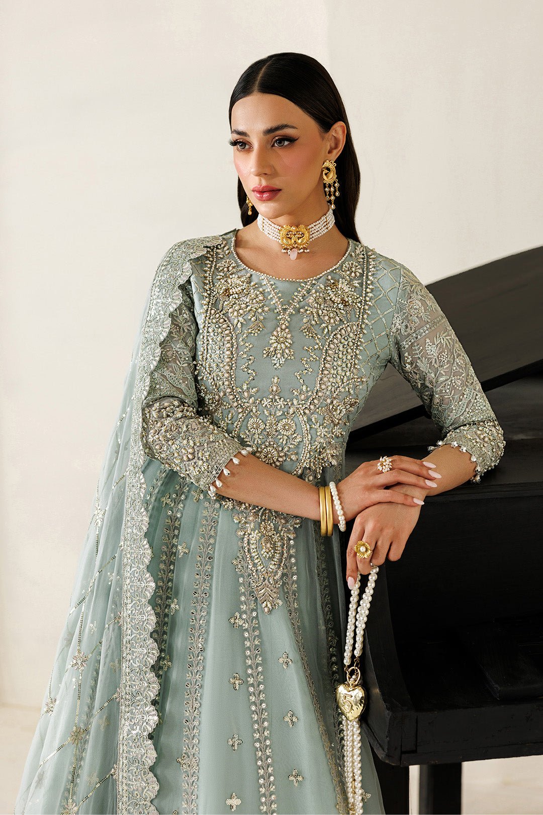 Alizeh | Aymal Luxury Bamber Chiffon | AF-BHM-4070-Sinoor-Brand:Alizeh-Type:Ladies Clothes-Ice Blue-Chiffon-House of Maryam- Buy in UK, USA