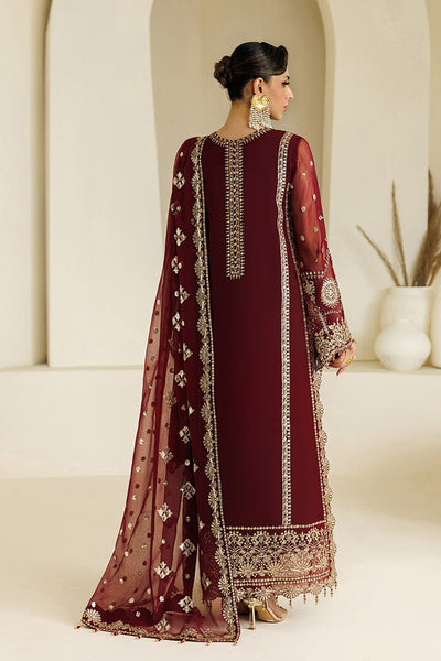 Alizeh | Aymal Luxury Bamber Chiffon | AF-BHM-4071-Lira-Brand:Alizeh-Type:Ladies Clothes-Maroon-Short Shirt with Sharara-House of Maryam- Buy in UK, USA