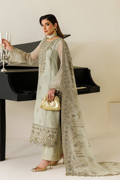 Alizeh | Aymal Luxury Bamber Chiffon | AF-BHM-4072-Javi-Brand:Alizeh-Type:Ladies Clothes-Mint Gray-Long Shirt-House of Maryam- Buy in UK, USA