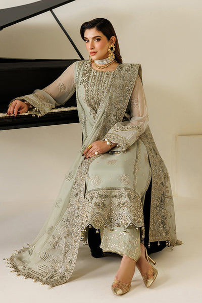 Alizeh | Aymal Luxury Bamber Chiffon | AF-BHM-4072-Javi-Brand:Alizeh-Type:Ladies Clothes-Mint Gray-Long Shirt-House of Maryam- Buy in UK, USA