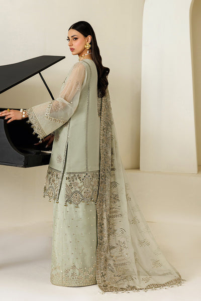 Alizeh | Aymal Luxury Bamber Chiffon | AF-BHM-4072-Javi-Brand:Alizeh-Type:Ladies Clothes-Mint Gray-Short Shirt with Plazzo-House of Maryam- Buy in UK, USA