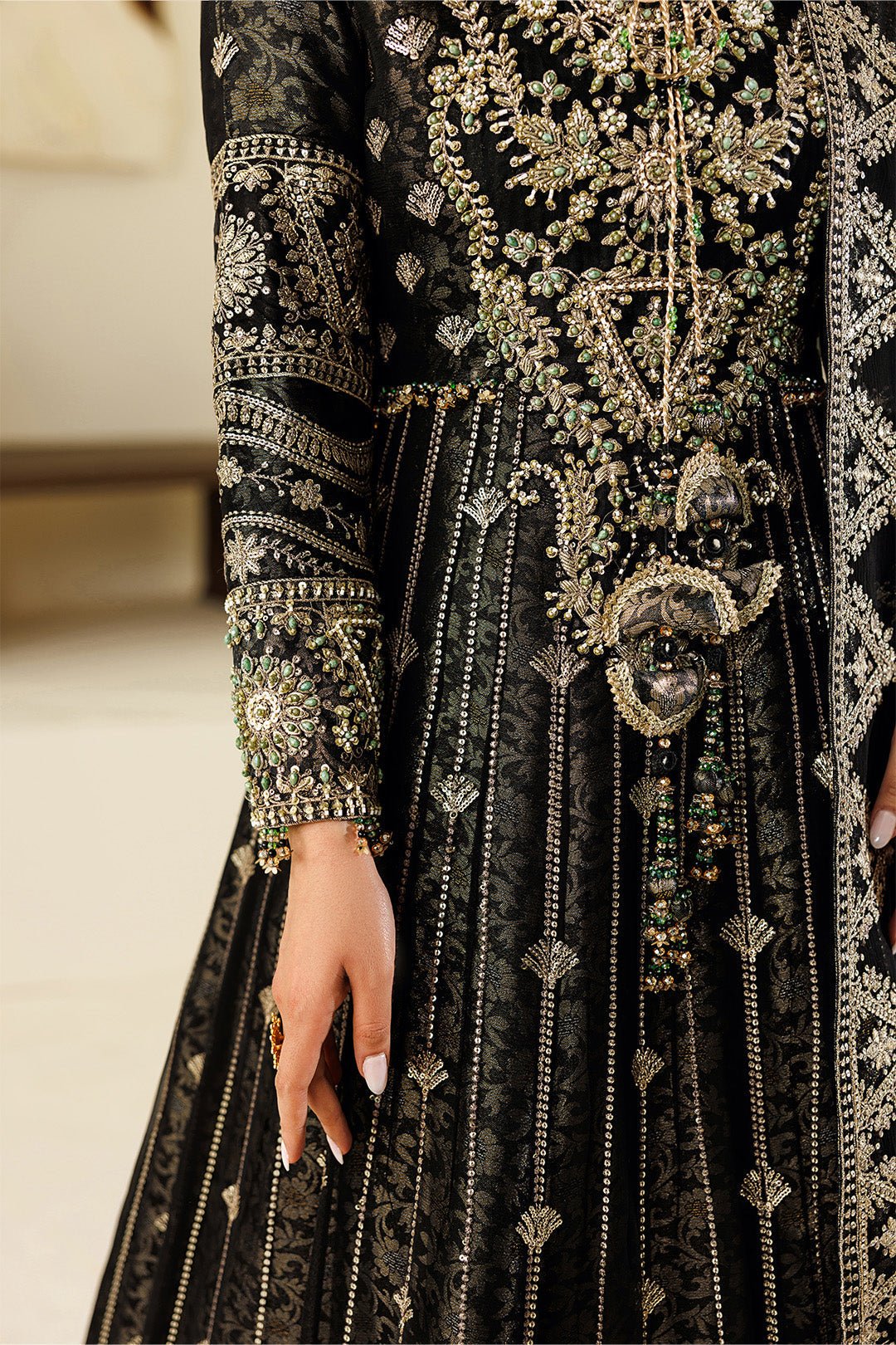 Alizeh | Aymal Luxury Bamber Chiffon | AF-BHM-4073-Blanc-Brand:Alizeh-Type:Ladies Clothes-Black-Chiffon-House of Maryam- Buy in UK, USA