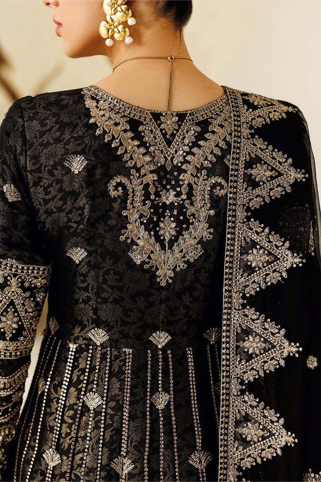 Alizeh | Aymal Luxury Bamber Chiffon | AF-BHM-4073-Blanc-Brand:Alizeh-Type:Ladies Clothes-Black-Chiffon-House of Maryam- Buy in UK, USA