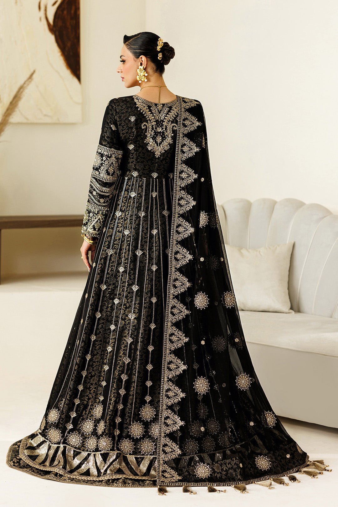 Alizeh | Aymal Luxury Bamber Chiffon | AF-BHM-4073-Blanc-Brand:Alizeh-Type:Ladies Clothes-Black-Chiffon-House of Maryam- Buy in UK, USA