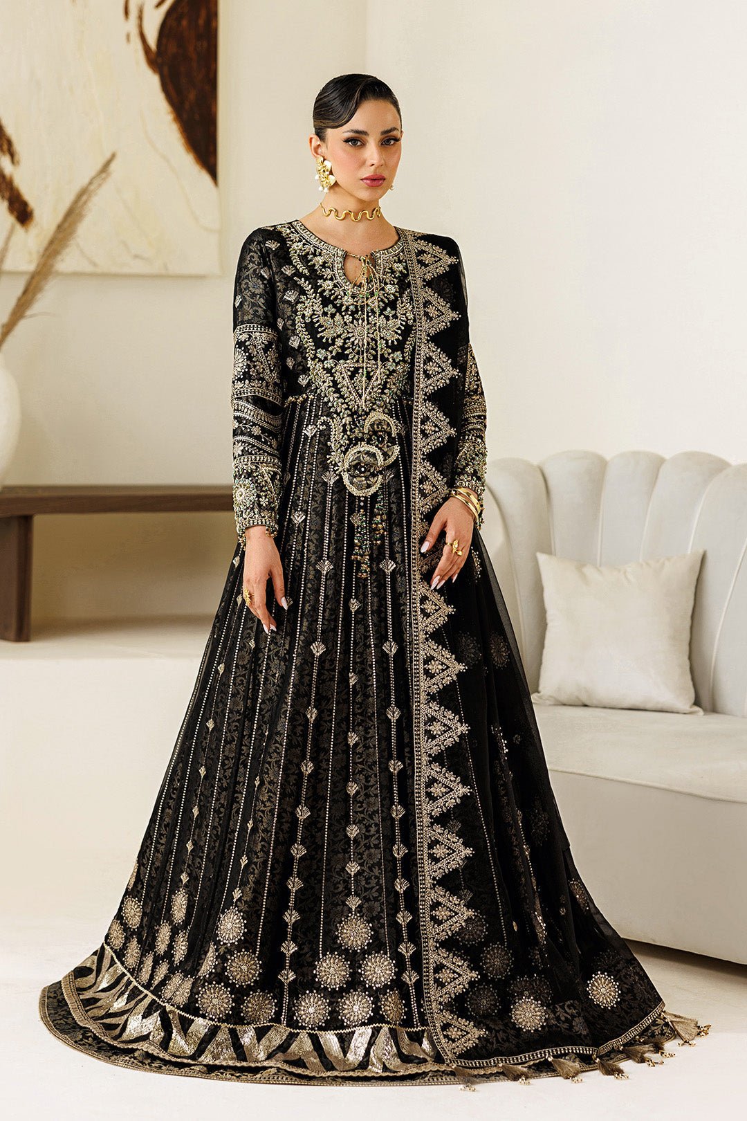 Alizeh | Aymal Luxury Bamber Chiffon | AF-BHM-4073-Blanc-Brand:Alizeh-Type:Ladies Clothes-Black-Chiffon-House of Maryam- Buy in UK, USA