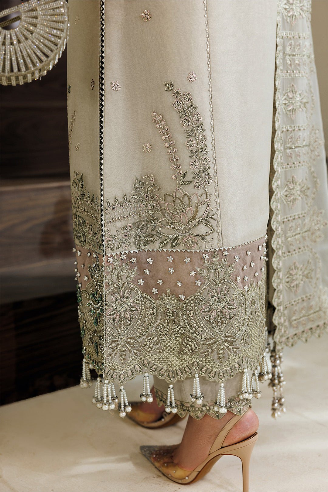 Alizeh | Aymal Luxury Bamber Chiffon | AF-BHM-4074-Navya-Brand:Alizeh-Type:Ladies Clothes-Off White-Chiffon-House of Maryam- Buy in UK, USA