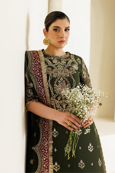 Alizeh | Aymal Luxury Bamber Chiffon | AF-BHM-4075-Hyan-Brand:Alizeh-Type:Ladies Clothes-Deep Olive Green-Chiffon-House of Maryam- Buy in UK, USA