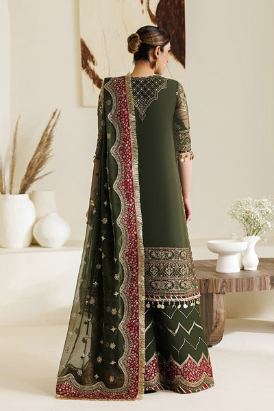 Alizeh | Aymal Luxury Bamber Chiffon | AF-BHM-4075-Hyan-Brand:Alizeh-Type:Ladies Clothes-Deep Olive Green-Chiffon-House of Maryam- Buy in UK, USA