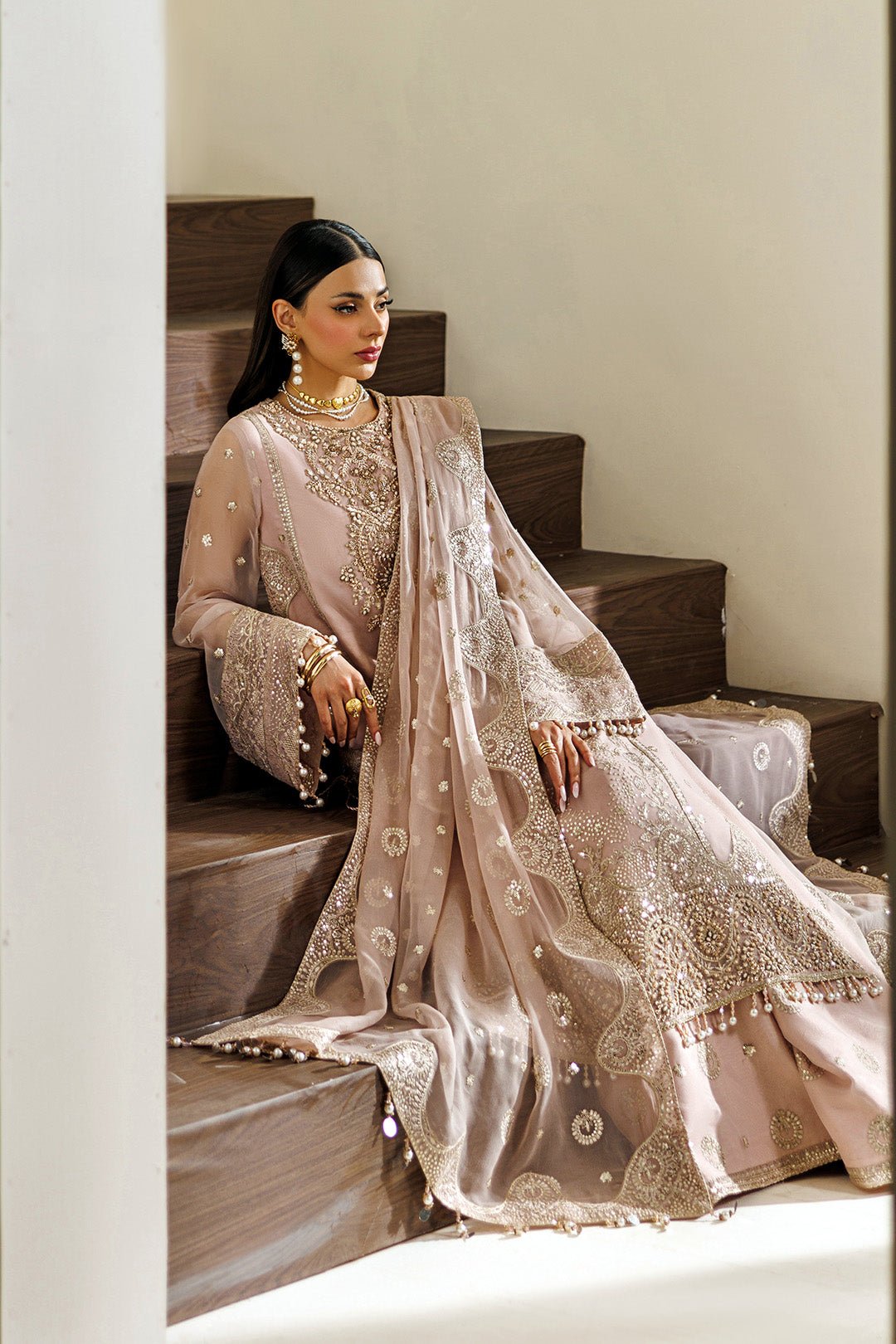 Alizeh | Aymal Luxury Bamber Chiffon | AF-BHM-4076-Reef-Brand:Alizeh-Type:Ladies Clothes-Pink-Chiffon-House of Maryam- Buy in UK, USA